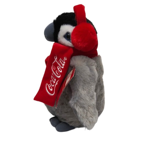 NEW Coca Cola Penguin w/ Coke Red Scarf Ear Muff Plush Stuffed Bean Bag 2015 NOS - Picture 6 of 13